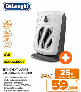 Expert DeLonghi Termoventilatore Caldobagno HBC3030 offerta
