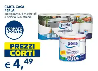 Esselunga Perla Carta Casa asciugatutto, 4 maxirotoli o bobina, 500 strappi offerta