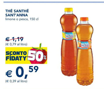 Esselunga Thé Santhé Sant'Anna limone o pesca, 150 cl offerta