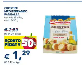 Esselunga Crostini Mediterraneo Panealba con olio di oliva, conf. 6x30 g offerta