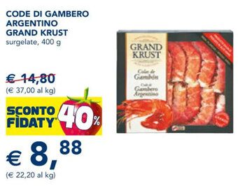 Esselunga Code Di Gambero Argentino Grand Krust surgelate, 400 g offerta
