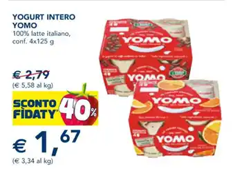 Esselunga Yomo Yogurt Intero 100% latte italiano, conf. 4 x 125 g offerta