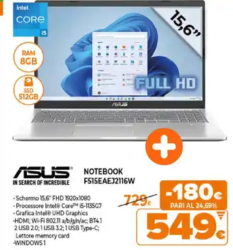 Expert Asus Notebook F515EAEJ2116W offerta