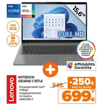 Expert Lenovo Notebook Ideapad 3 15ITL6 offerta