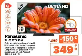 Expert Panasonic TV Led 50 TX - 50 LX6 offerta