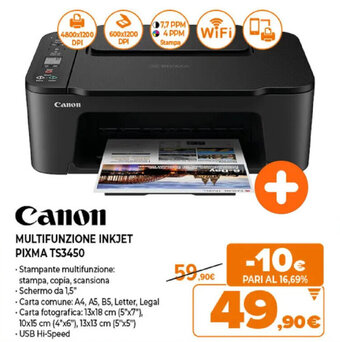 Expert Canon Multifunzione Inkjet Pixma TS3450 offerta