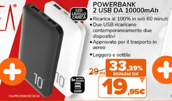 Expert Powerbank 2 USB da 10000mAh offerta