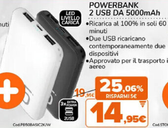 Expert Powerbank 2 USB da 5000mAh offerta