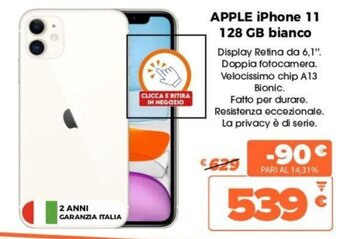 Expert Apple iPhone 11 128 GB bianco offerta