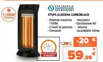 Expert Olimpia Splendid Stufa Alogena Carboblack offerta