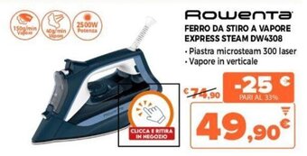 Expert Rowenta Ferro Da Stiro A Vapore Express Steam DW4308 offerta