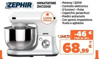 Expert Zephir Impastatore ZHC1200X Potenza 1200W offerta