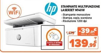 Expert HP Stampante Multifunzione Laserjet M140W offerta