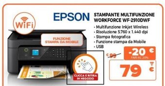 Expert EPSON STAMPANTE MULTIFUNZIONE Workforce WF-2910DWF offerta
