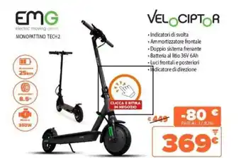 Expert EMG Electric Moving Green Monopattino Tech2 Velociptor offerta