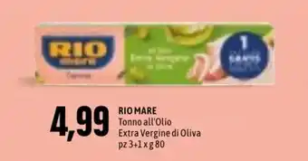 Emi Market Rio Mare Tonno all'olio Extra Vergine di Oliva pz 3+1 x g 80 offerta