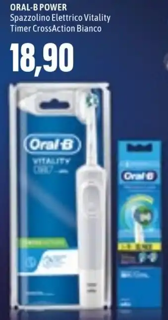 Oral-B Power Spazzolino Elettrico Vitality Timer CrossAction Bianco