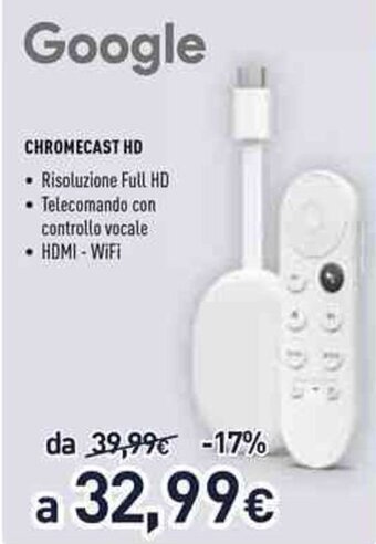 Unieuro Google Chromecast HD offerta
