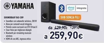 Unieuro Yamaha Soundbar YAS-209 offerta