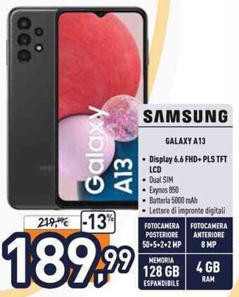 Unieuro Samsung Galaxy A13 offerta