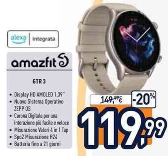 Unieuro Amazfit GTR 3 offerta