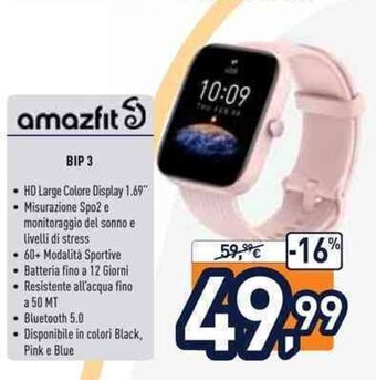 Unieuro Amazfit BIP 3 offerta