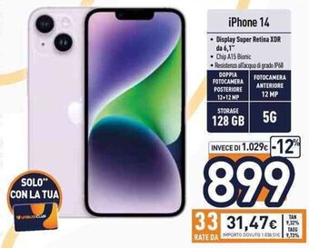 Unieuro iPhone 14 offerta