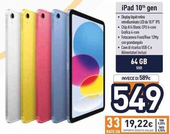 Unieuro iPad 10th gen offerta
