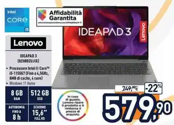 Unieuro Lenovo Ideapad 3 (82H802UJIX) offerta