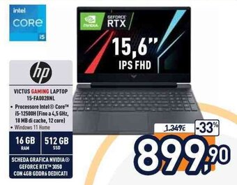Unieuro HP Victus Gaming Laptop 15-FA0028NL offerta