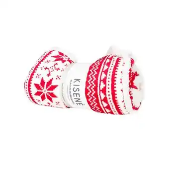 Kisene plaid in caldo e morbido coral con bordo in pelliccia- rosso