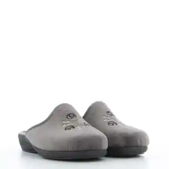 Patrizia azzi - pantofola grigia con ricamo, sottopiede in memory e fondo ultralight