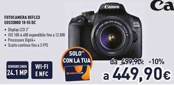 Unieuro Canon Fotocamera Reflex EOS2000D 18-55 DC offerta