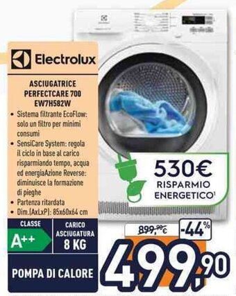 Unieuro Electrolux Asciugatrice Perfectcare 700 EW7H582W offerta