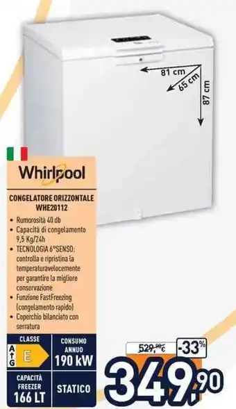 Unieuro Whirlpool Congelatore Orizzontale WHE20112 offerta