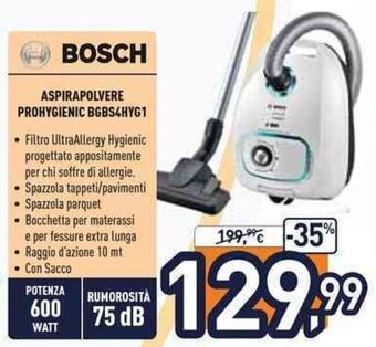 Unieuro Bosch Aspirapolvere Prohygienic BGBS4HYG1 offerta