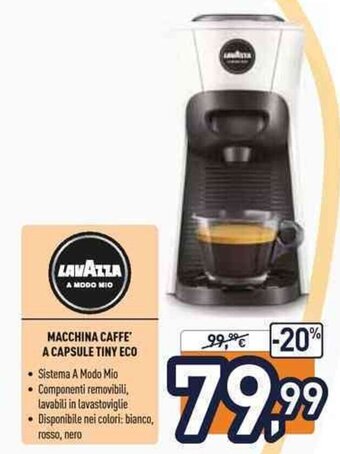 Unieuro Lavazza Macchina Caffè a Capsule Tiny Eco offerta