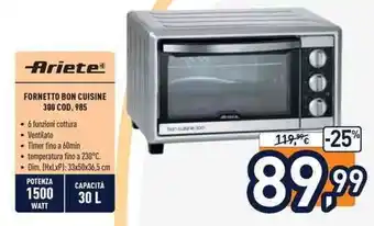 Unieuro Ariete Fornetto Bon Cuisine 300 Cod. 985 offerta