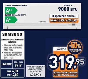 Unieuro Samsung Condizionatore Monosplit FAR09MLB offerta