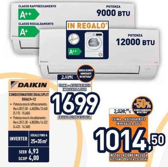 Unieuro Daikin Condizionatore Dualsplit Dual9+12 offerta
