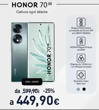 Unieuro Honor 70 5G offerta