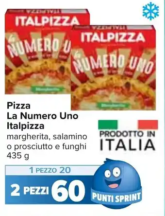 Carrefour Italpizza Pizza La Numero Uno margherita, salamino o prosciutto e funghi 435 g offerta