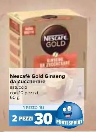 Carrefour Nescafè Gold Ginseng da Zuccherare astuccio con 10 pezzi 60 g offerta