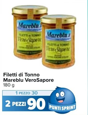 Carrefour Mareblu VeroSapore Filetti di Tonno 180 g offerta