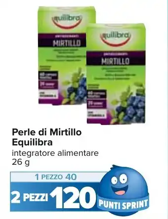 Carrefour Equilibra Perle di Mirtillo integratore alimentare 26 g offerta