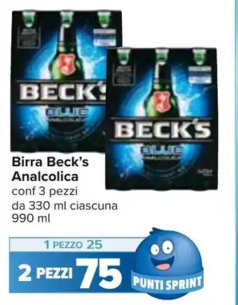 Carrefour Beck's Analcolica Birra conf 3 pezzi da 330 ml ciascuna 990 ml offerta
