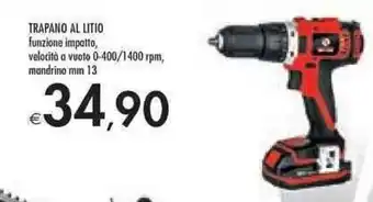 Bennet Trapano Al Litio funzione impatto, velocità a vuoto 0-400 / 1400 rpm, mandrino 13 mm offerta