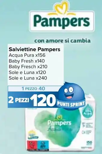 Carrefour Pampers Salviettine Acqua Pura x156 offerta