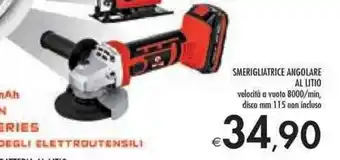 Bennet Smerigliatrice Angolare Al Litio velocità a vuoto 8000 / min, disco 115 mm non incluso offerta