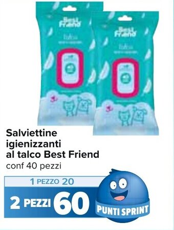 Carrefour Best Friend Salviettine igienizzanti al talco conf 40 pezzi offerta
